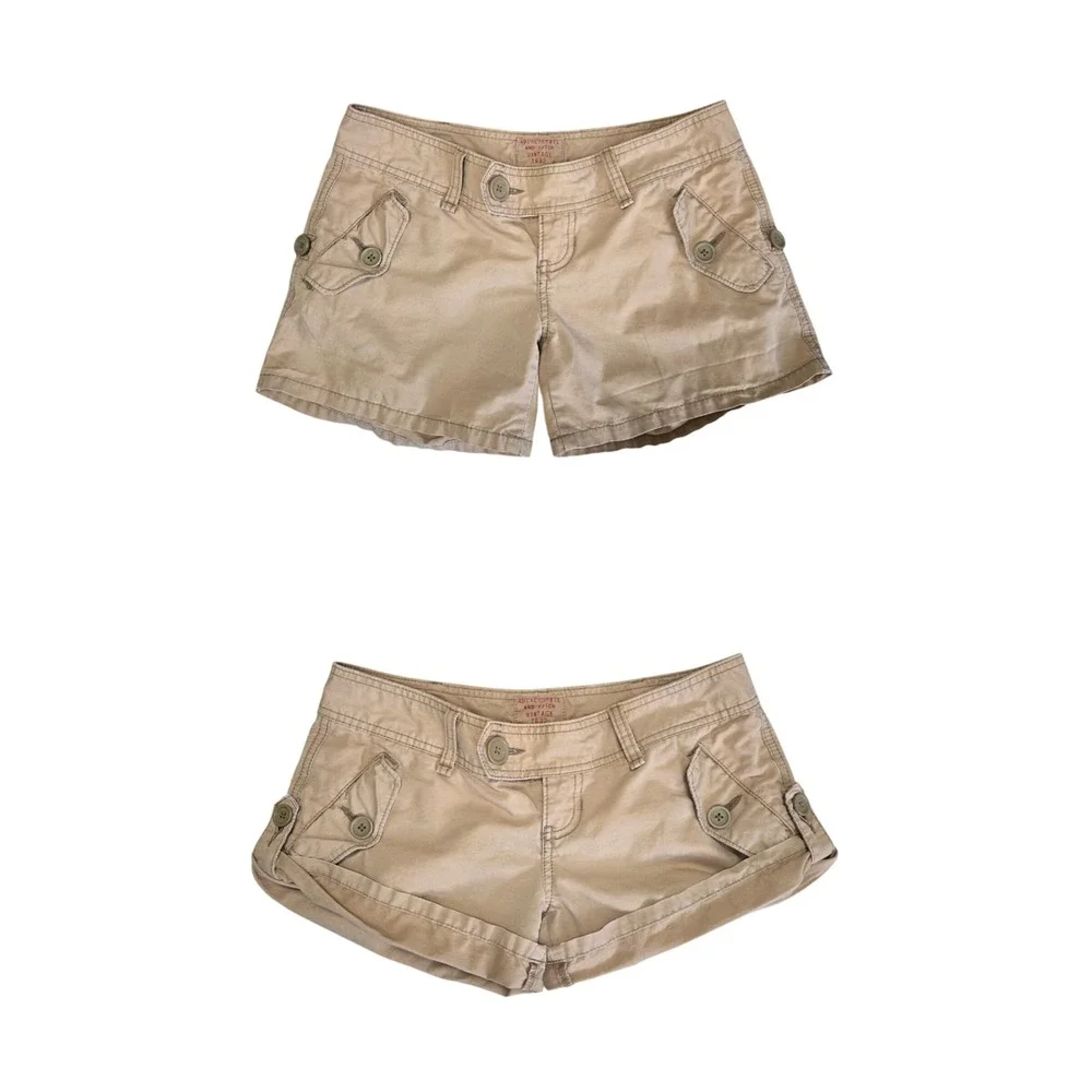 Abercrombie & Fitch Vintage Khaki Utility Cargo Shorts Tan Low Rise Women 00